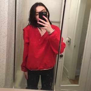 Bright Red Wind Breaker with pockets